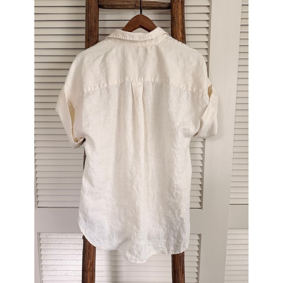 Lauren Ralph Lauren Linen Eyelet Embroidered Button Down Shirt Cream Womens S - Picture 2 of 3
